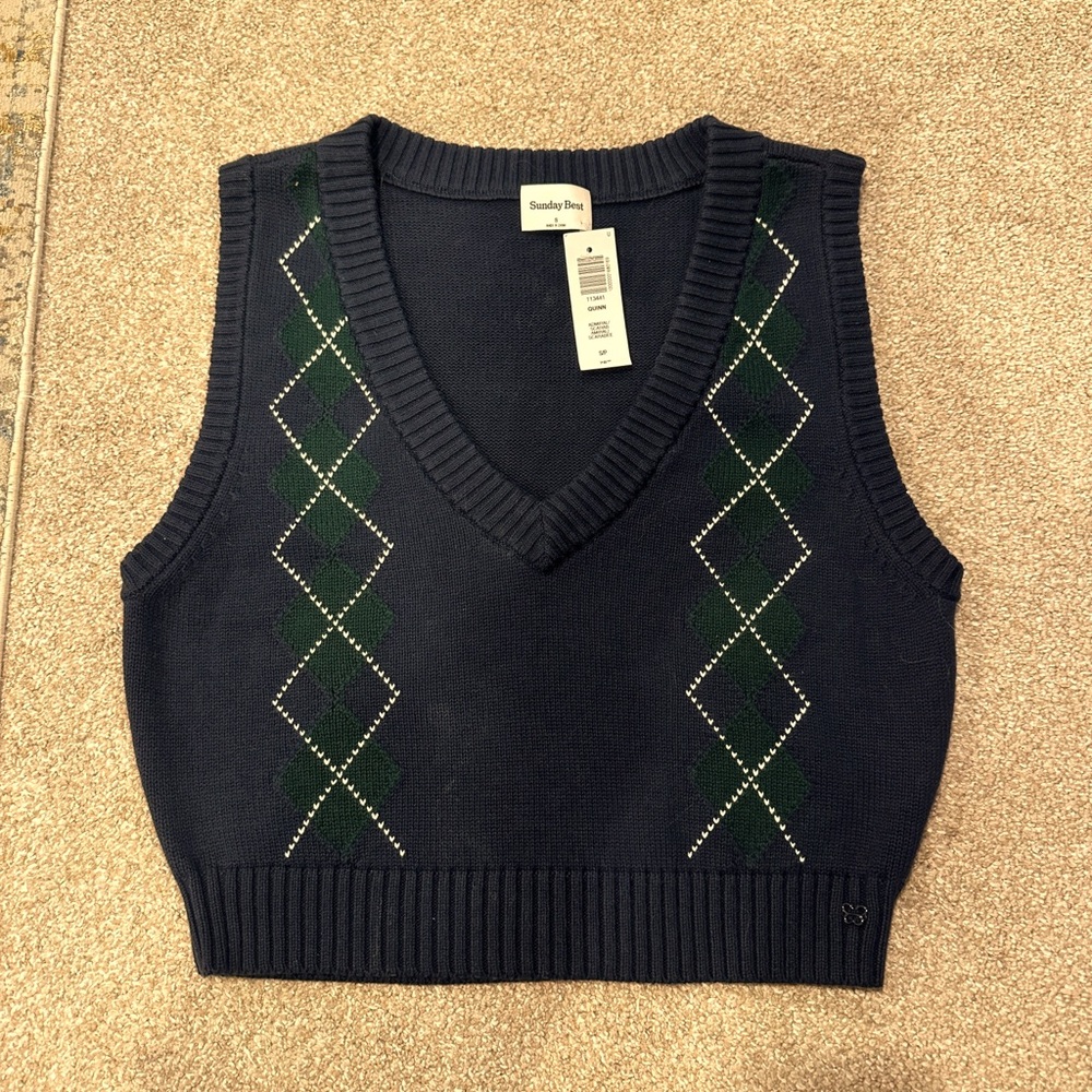 Sunday Best Navy Argyle Sweater Vest